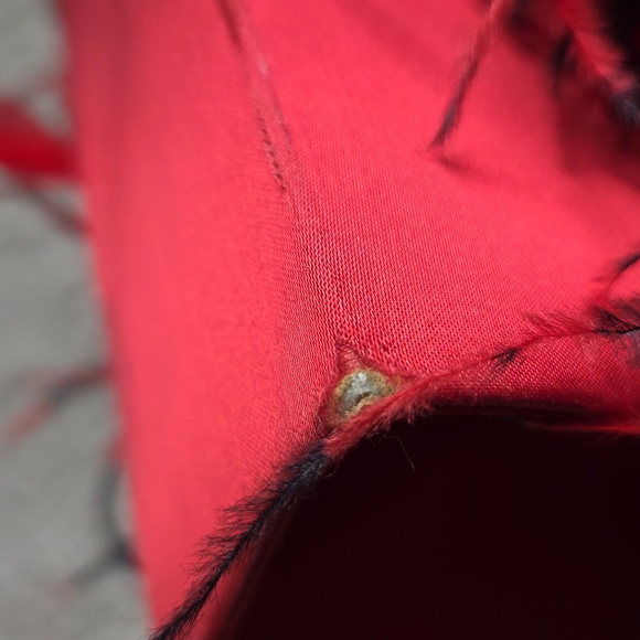 Vtg Red and Black Ostrich Feather Trimmed Satin Crossbody Shoulder Bag Glam 8x5 - Picture 14 of 15